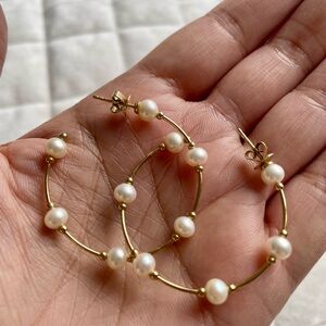 Ring Concierge Gold Pearl Hoop Earrings